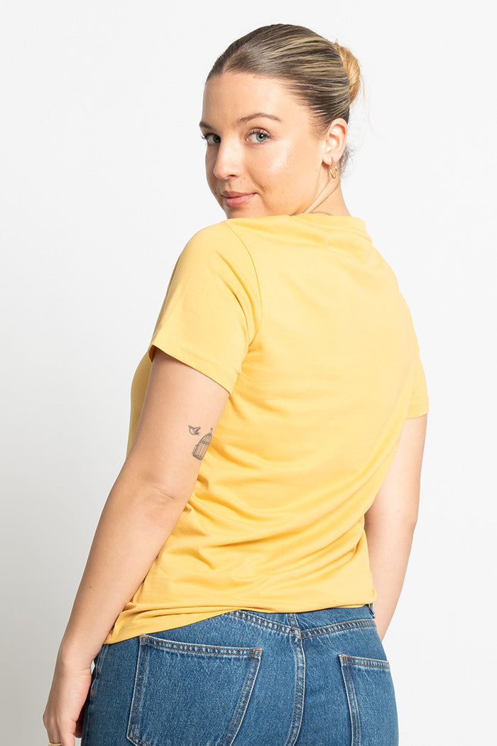 Quokka 'Australian Wildlife Conservancy' Mustard Cotton Crew Neck Women’s T-Shirt