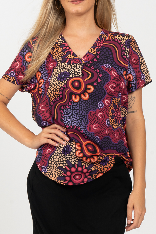 Ngabaan V Neck Women's Short Sleeve Blouse