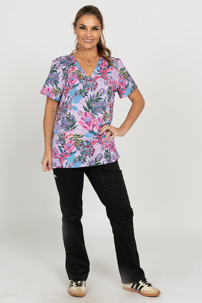 Pink Banksia Women’s Three Pocket Scrub Top