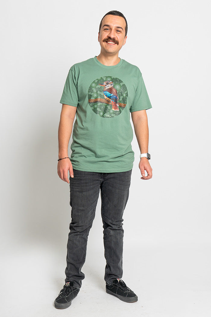 Kookaburra (Durdilapka) 'Australian Wildlife Conservancy' Sage Cotton Crew Neck Unisex T-Shirt