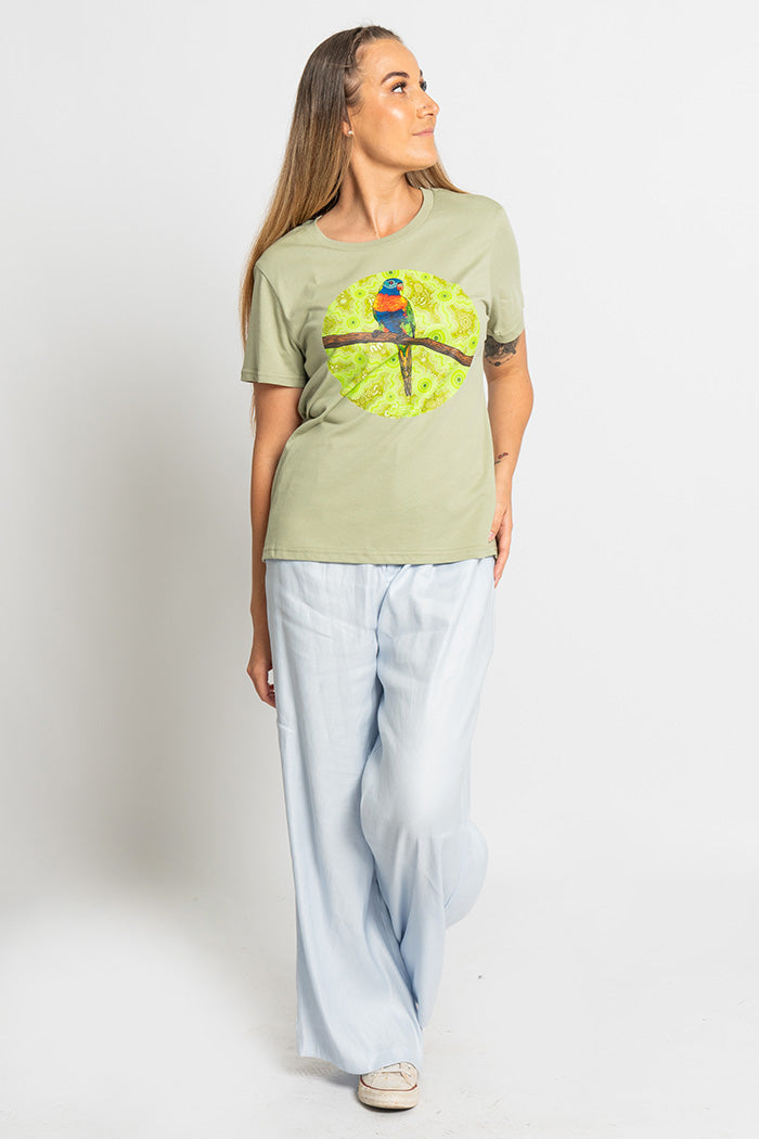 Lorikeet 'Australian Wildlife Conservancy' Pistachio Cotton Crew Neck Women’s T-Shirt