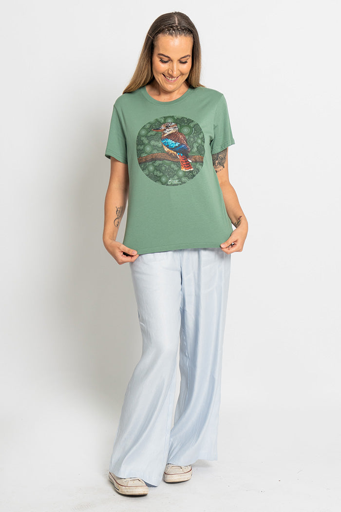 Kookaburra (Durdilapka) 'Australia Wildlife Conservancy' Sage Cotton Crew Neck Women’s T-Shirt