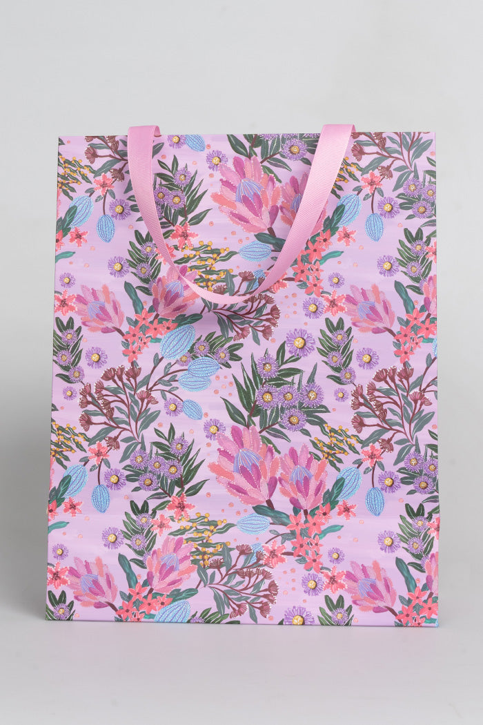 Pink Banksia Matte Ribbon Handled Large Gift Bag