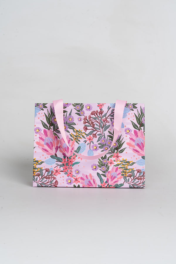 Pink Banksia Matte Ribbon Handled Small Gift Bag