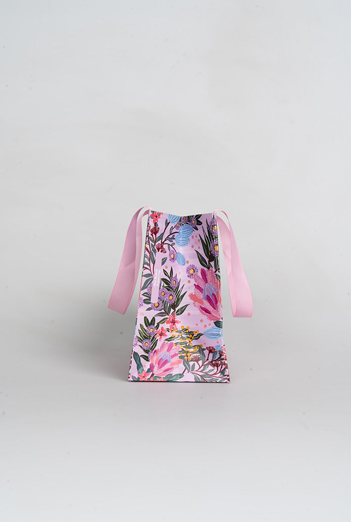 Pink Banksia Matte Ribbon Handled Small Gift Bag