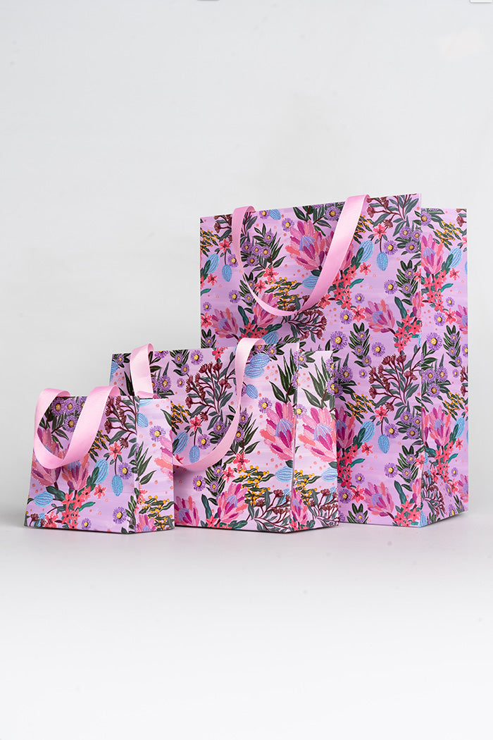 Pink Banksia Matte Ribbon Handled Small Gift Bag