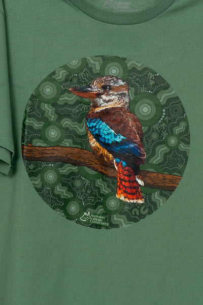 Kookaburra (Durdilapka) 'Australian Wildlife Conservancy' Sage Cotton Crew Neck Unisex T-Shirt