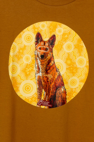 Dingo (Wilkarr) 'Australian Wildlife Conservancy' Camel Cotton Crew Neck Unisex T-Shirt