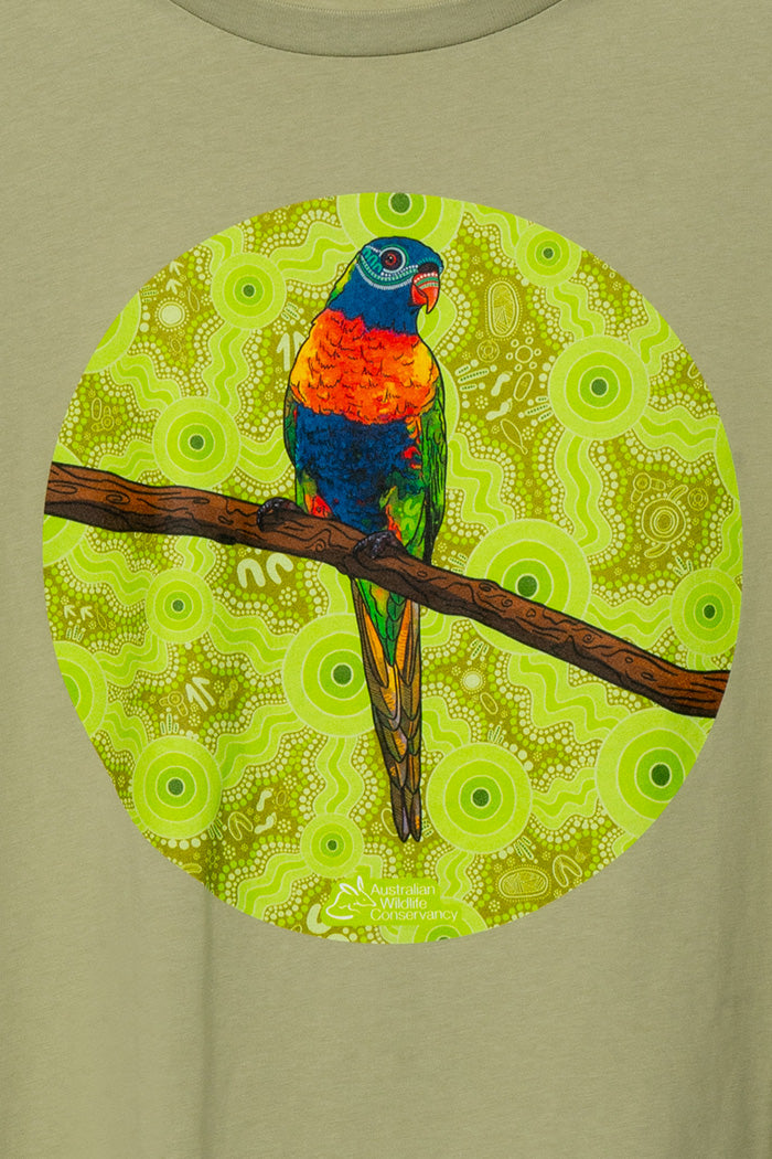 Lorikeet 'Australian Wildlife Conservancy' Pistachio Cotton Crew Neck Women’s T-Shirt