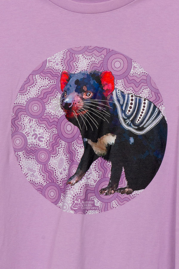 Tasmanian Devil 'Australian Wildlife Conservancy' Lavender Cotton Crew Neck Women’s T-Shirt