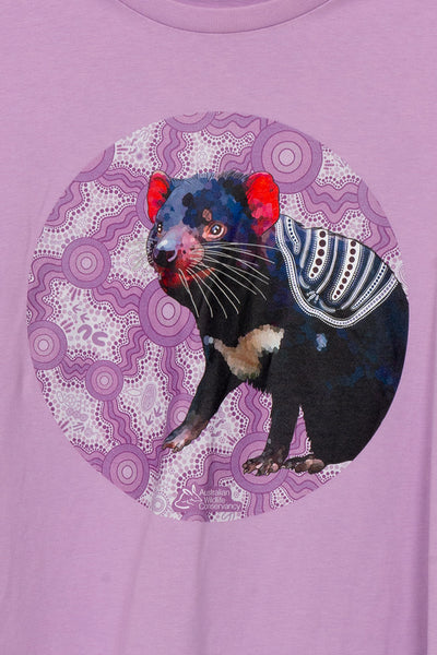 Tasmanian Devil 'Australian Wildlife Conservancy' Lavender Cotton Crew Neck Women’s T-Shirt