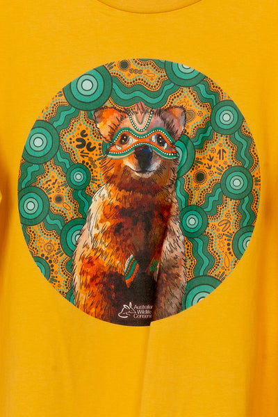 Quokka 'Australian Wildlife Conservancy' Mustard Cotton Crew Neck Women’s T-Shirt