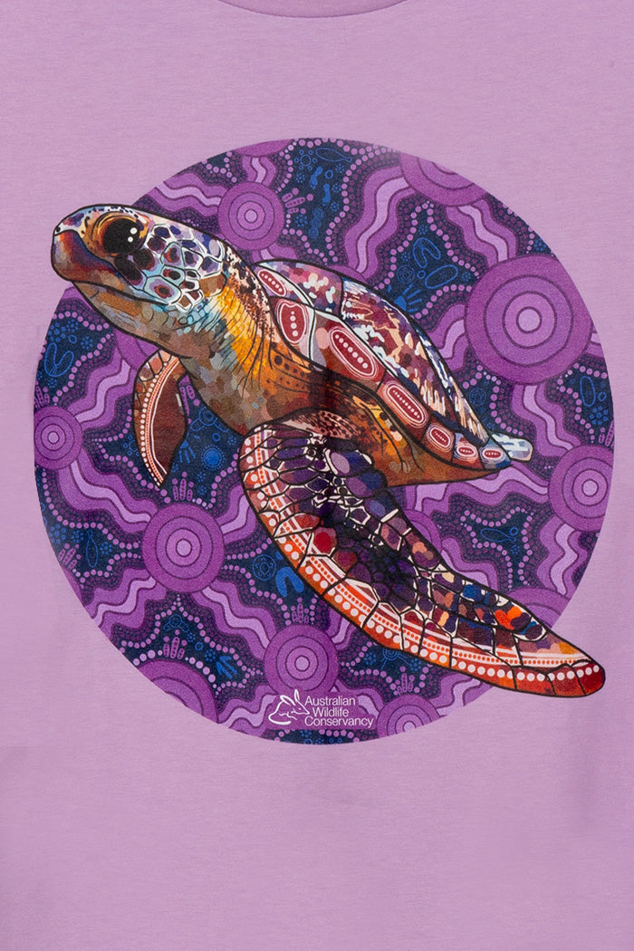 Sea Turtle 'Australia Wildlife Conservancy' Lavender Cotton Crew Neck Women’s T-Shirt