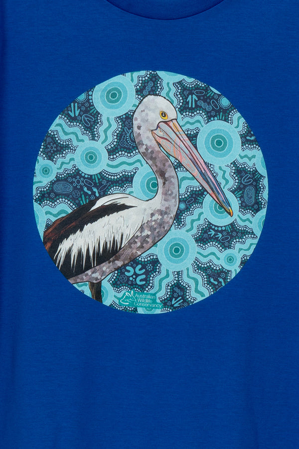 Pelican (Dhalipnha) 'Australian Wildlife Conservancy' Royal Blue Cotton Crew Neck Kids T-Shirt