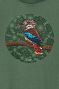 Kookaburra (Durdilapka) 'Australian Wildlife Conservancy' Sage Cotton Crew Neck Kids T-Shirt