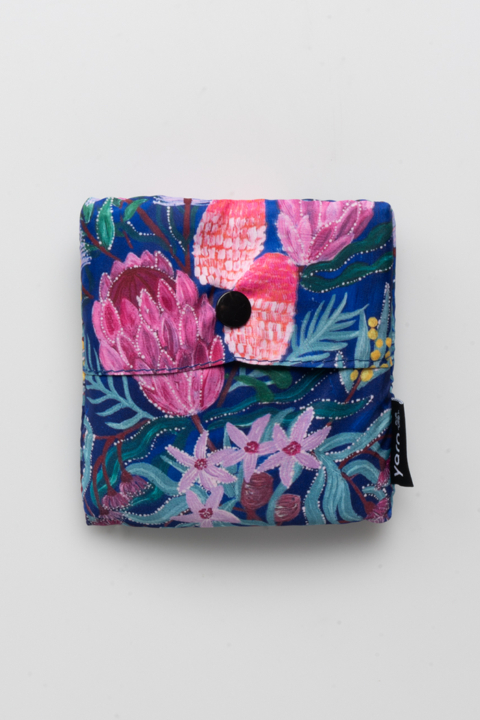 Jessica Begg 'Native Flowers' rPET Reusable Fold-Up Shopping Bag (3 Pack) with Drawstring Bag