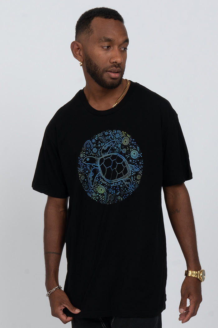 Goorlil (Turtle) Black Cotton Crew Neck Unisex T-Shirt