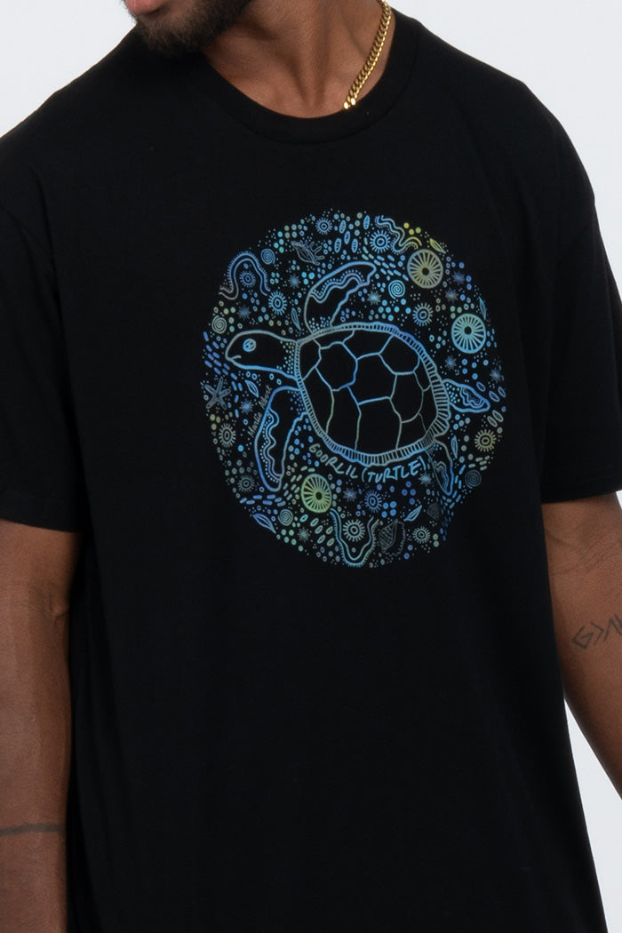 Goorlil (Turtle) Black Cotton Crew Neck Unisex T-Shirt