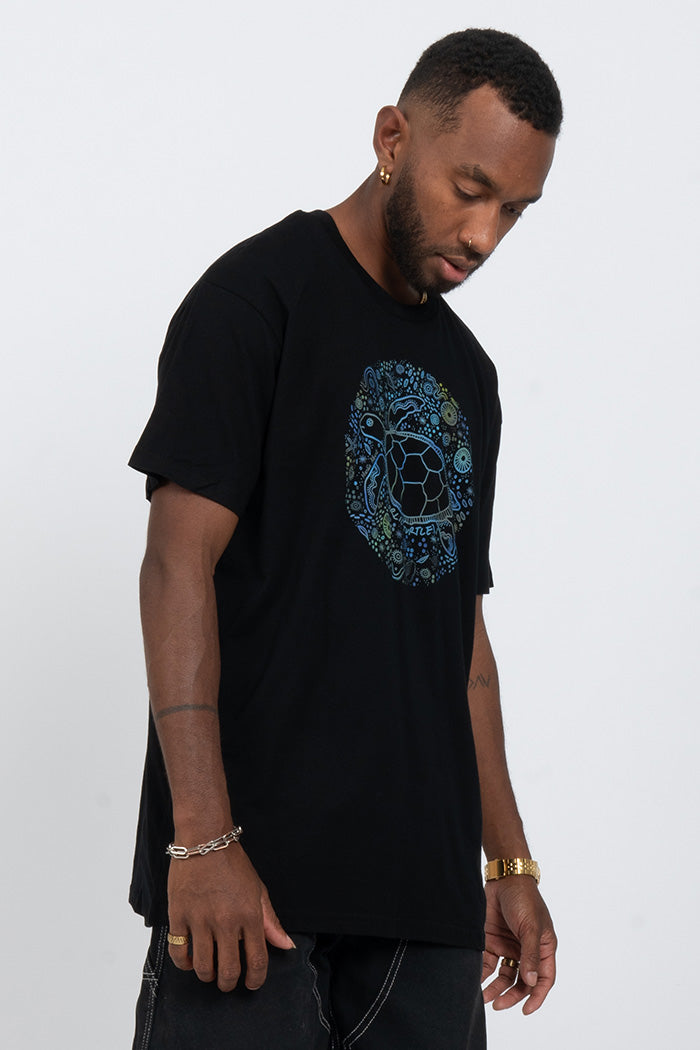 Goorlil (Turtle) Black Cotton Crew Neck Unisex T-Shirt