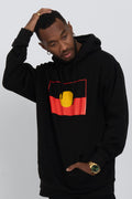 "Raise the Flag" Aboriginal Flag (Large) Black Premium Cotton Blend Unisex Hoodie