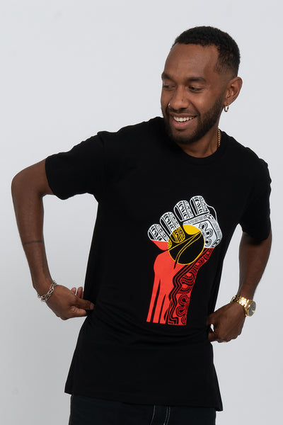 Rise Up Black Cotton Crew Neck Unisex T-Shirt