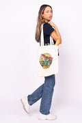 Jalun Wandi Dreaming (Sea Eagle) Natural Cotton Long Handle Tote Bag