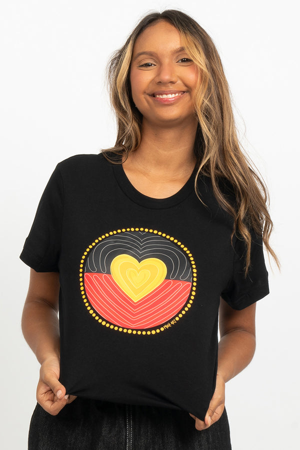 Proud Heart Black Cotton Crew Neck Womens T-Shirt