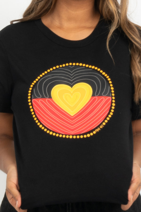 Proud Heart Black Cotton Crew Neck Womens T-Shirt