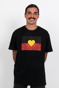 Proud Heart Flag Black Cotton Crew Neck Unisex T-Shirt