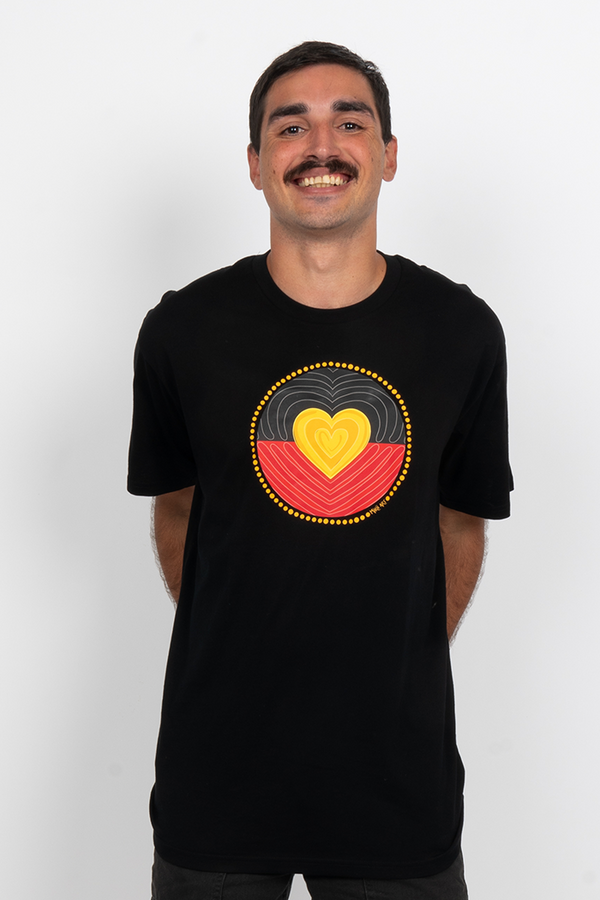 Proud Heart Black Cotton Crew Neck Unisex T-Shirt