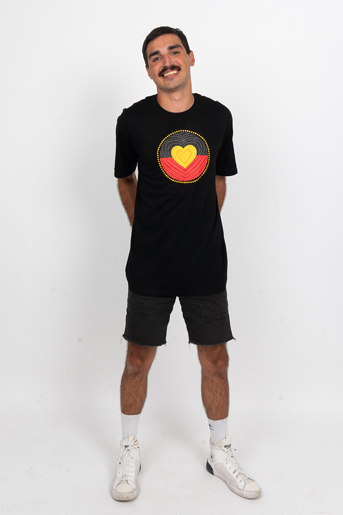 Proud Heart Black Cotton Crew Neck Unisex T-Shirt