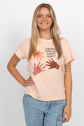 Stronger Together Pale Pink Cotton Crew Neck Womens T-Shirt