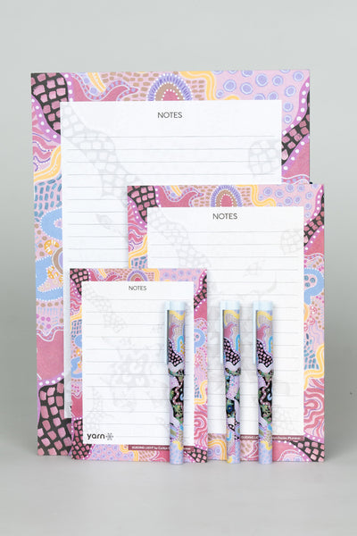 Guiding Light NAIDOC 2024 Notepad 3 Pack (A4, A5 & A6) with 3 Pack of Pens