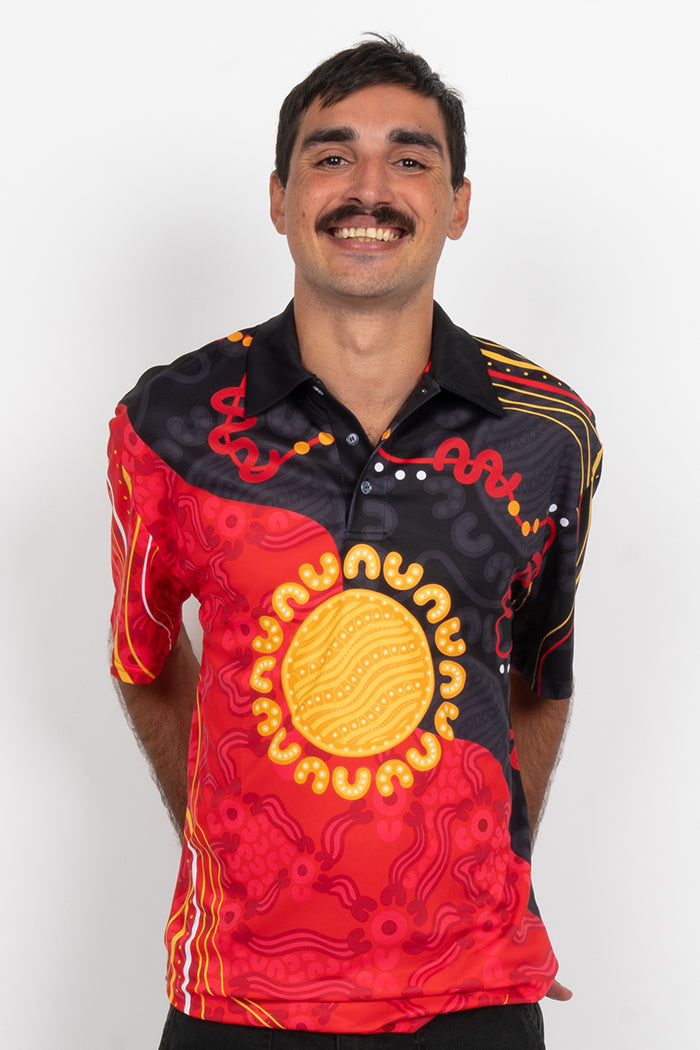 Sun Soaked Aboriginal Flag Unisex Polo Shirt