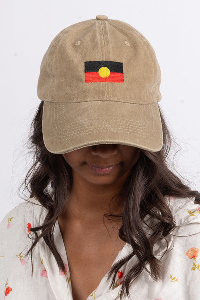 "Raise The Flag" Aboriginal Flag Khaki Vintage Washed Cap