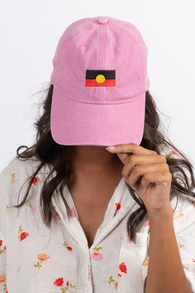 "Raise The Flag" Aboriginal Flag Pink Vintage Washed Cap