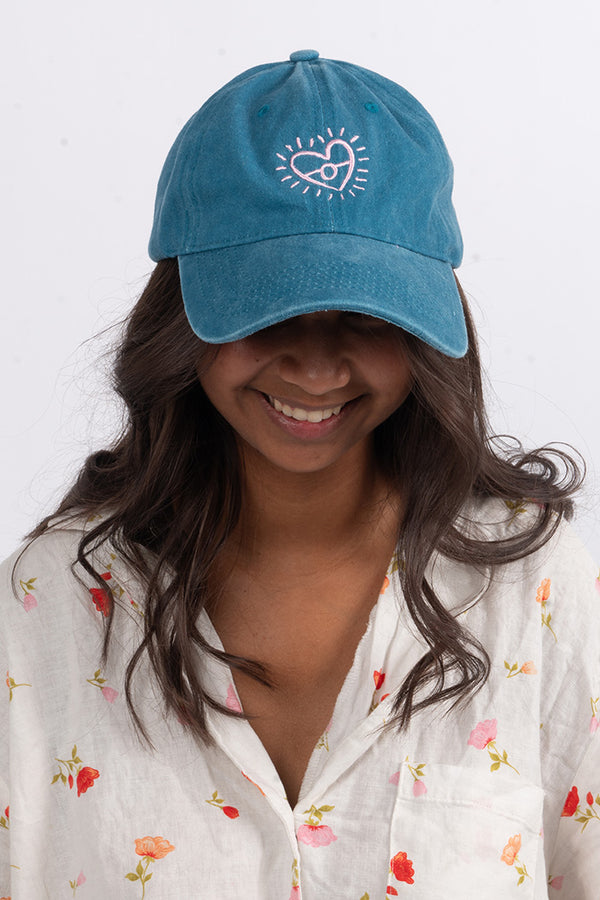 Our Heart Flag Aqua Vintage Washed Cap