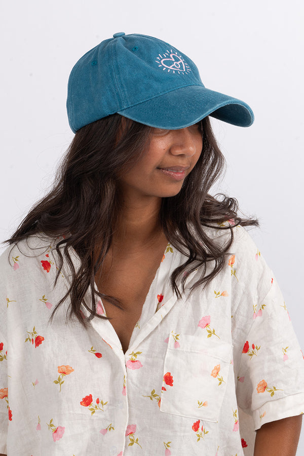 Our Heart Flag Aqua Vintage Washed Cap