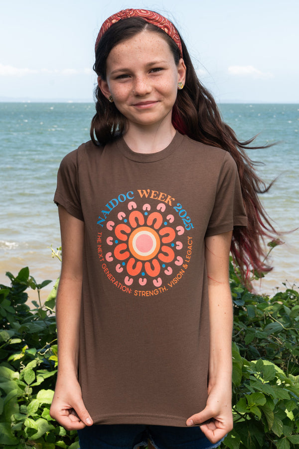 NAIDOC 2025 Circle Walnut Cotton Crew Neck Kids T-Shirt