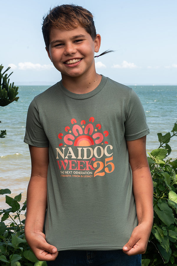 NAIDOC 2025 Sage Cotton Crew Neck Kids T-Shirt