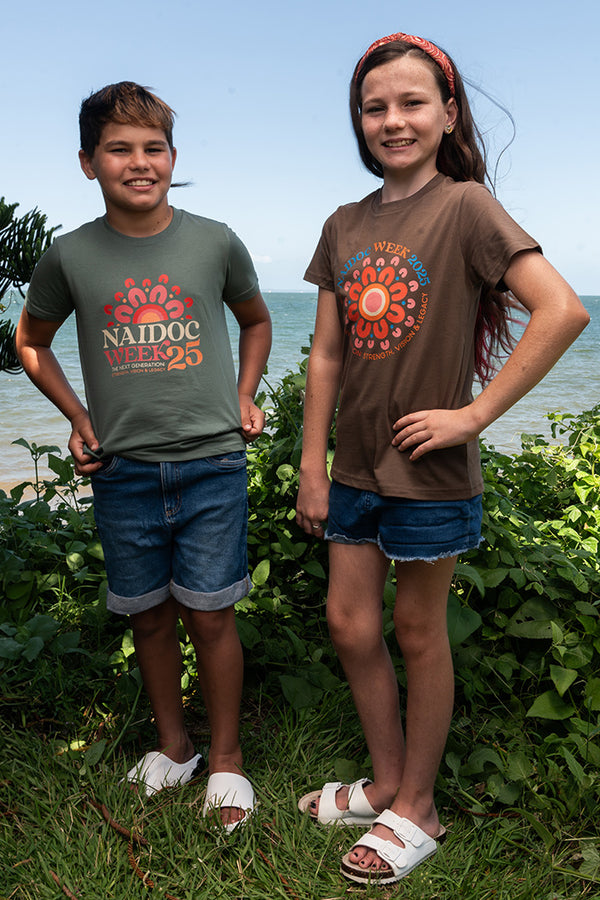 NAIDOC 2025 Circle Walnut Cotton Crew Neck Kids T-Shirt