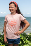 NAIDOC 2025 Circle Monochrome Pink Cotton Crew Neck Kids T-Shirt