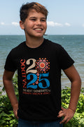 NAIDOC 2025 Retro Black Cotton Crew Neck Kids T-Shirt