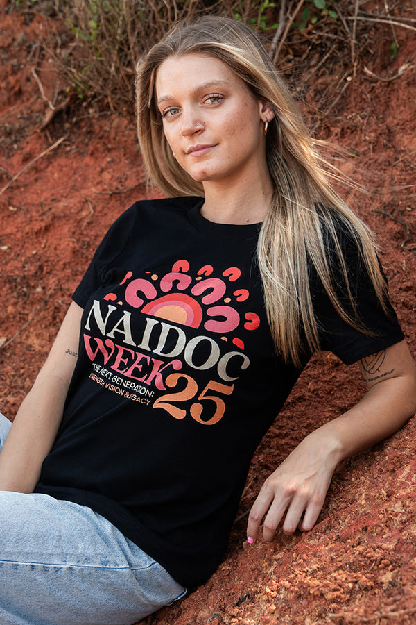 NAIDOC 2025 Black Cotton Crew Neck Women's T-Shirt