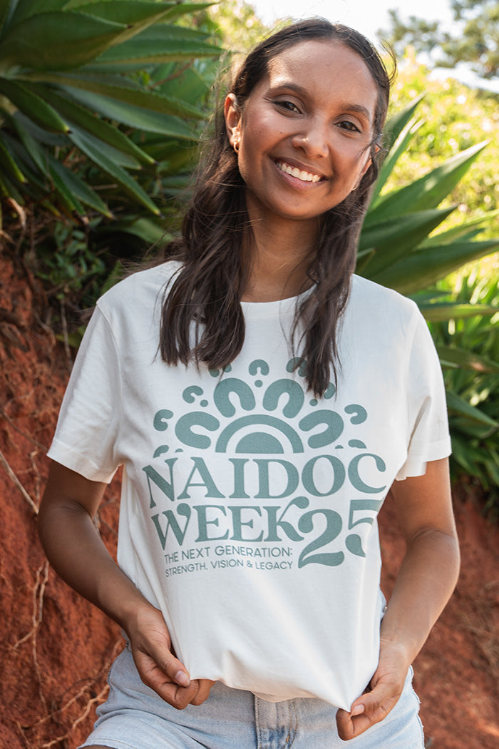 NAIDOC 2025 Monochrome Natural Cotton Crew Neck Women's T-Shirt