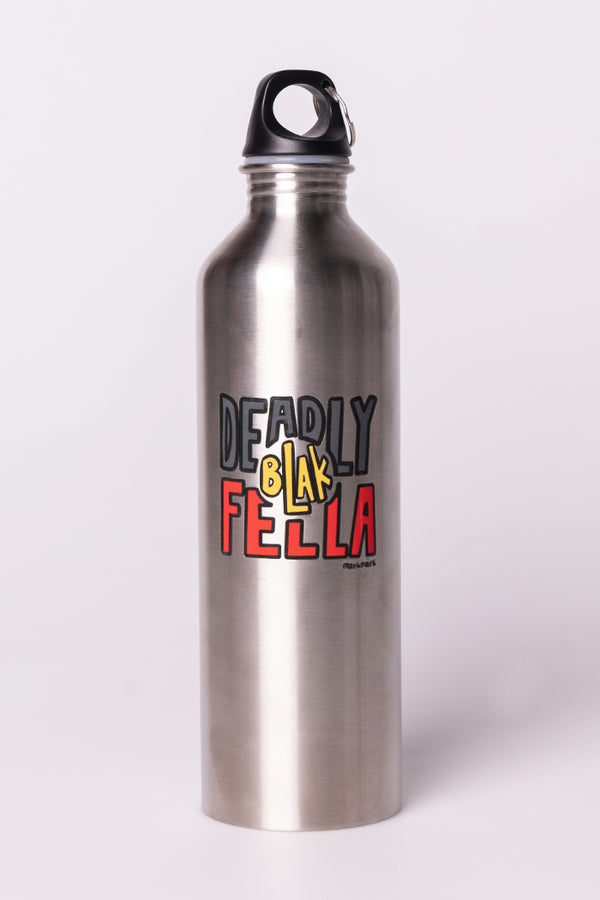 Deadly Blak-Fella Silver Stainless Steel Water Bottle