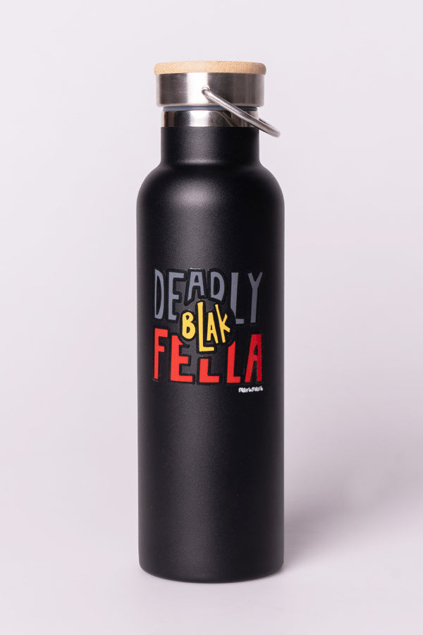 Deadly Blak-Fella Black Stainless Steel Water Bottle