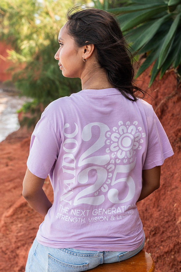 NAIDOC 2025 Pocket Print Monochrome Lavender Cotton Crew Neck Women's T-Shirt