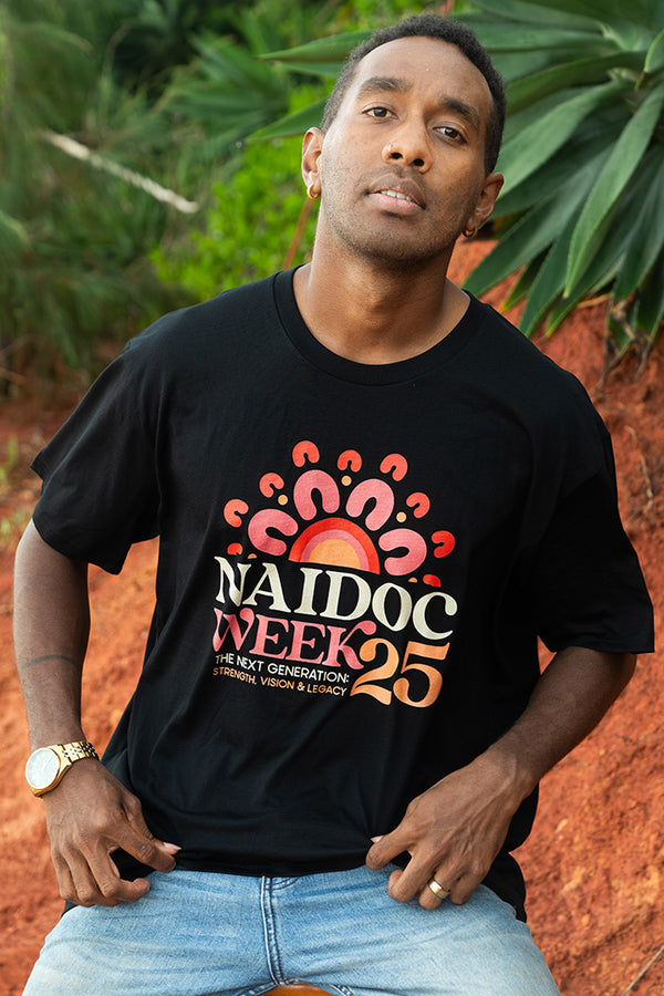 NAIDOC 2025 Black Cotton Crew Neck Unisex T-Shirt