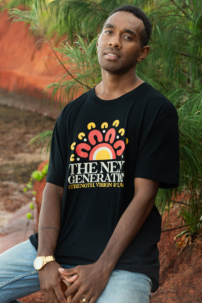 The Next Generation NAIDOC 2025 Black Cotton Crew Neck Unisex T-Shirt